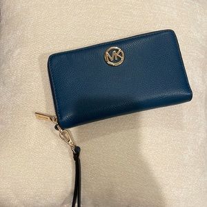 Michael Kors Fulton river blue phone case wallet wristlet